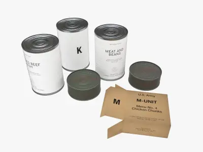 US K-rations set WWII Low-poly 3D model