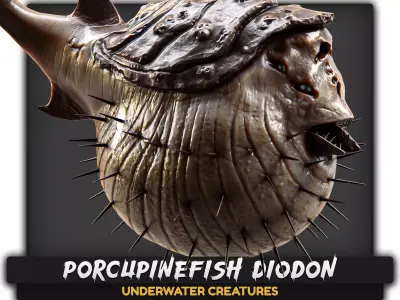 Fish low poly model - Porcupinefish Diodon lowpoly - 6 Low-poly 3D model