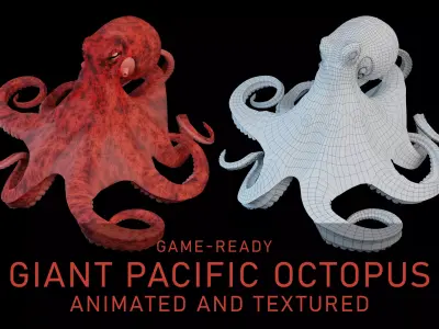 Animated Octopus Low-poly 3D model