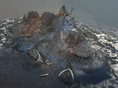 Top-Down Primal Settlement - LowPoly Low-poly 3D model