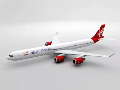 Airbus A340-600 - Virgin Atlantic Low-poly 3D model