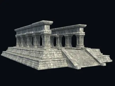 TEMPLE ANCIENT AZTEC MAYAN INCA STONE PLATFORM STAIRS COLLECTION Low-poly 3D model