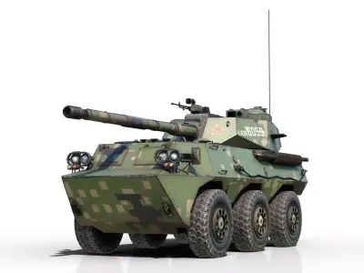 4 coatings of Chinese Army PTL-02 Wheeled Tank Destroyer PTL02 Low-poly 3D model