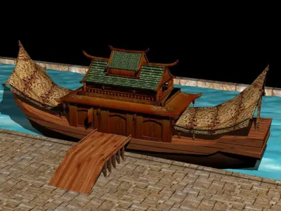 Chinese house boat 3D model