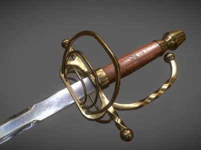 Clamshell Rapier Low-poly 3D model