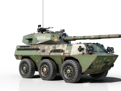 4 coatings of Chinese Army PTL-02 Wheeled Tank Destroyer PTL02 Low-poly 3D model