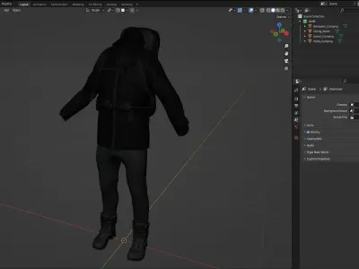 Male Hiking Outfit  Low-poly 3D model