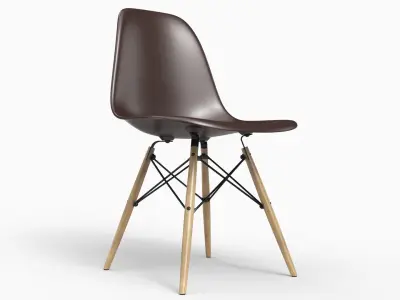 Eames Plastic Side Chair DSW Chocolate 3D model