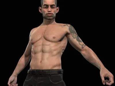 Scifi Fantasy Realistic 3D Warrior Character Ready for Fight Low-poly 3D model