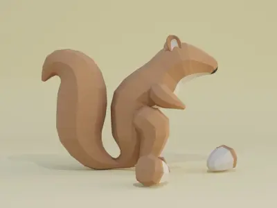 low-poly chipmunk Low-poly 3D model