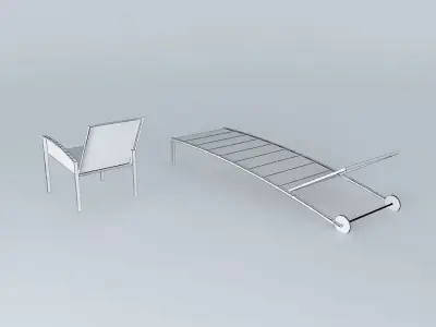 Lounger chair and screen and aluminum Free 3D model