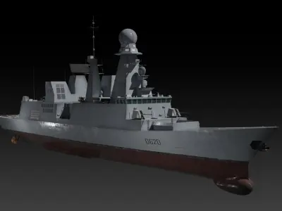 Horizon class destroyer FS Forbin Low-poly 3D model