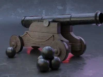 Cannon 3D Model Blender Low-poly 3D model
