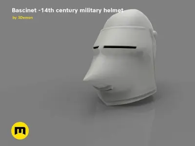 Bascinet -14th century military helmet Low-poly 3D model