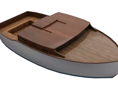 Wooden Boat Low-poly 3D model