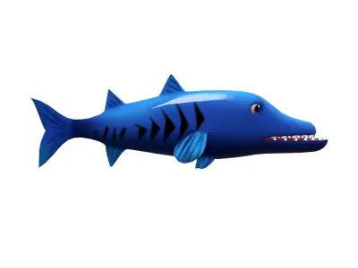 Giant Barracuda Animated Fish Low-poly 3D model