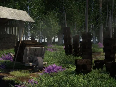 Traditional peat turf gathering kit Low-poly 3D model