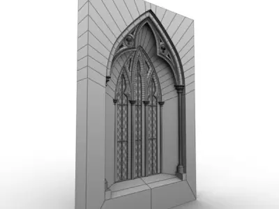 05 Medieval Gothic Windows Set 3D model