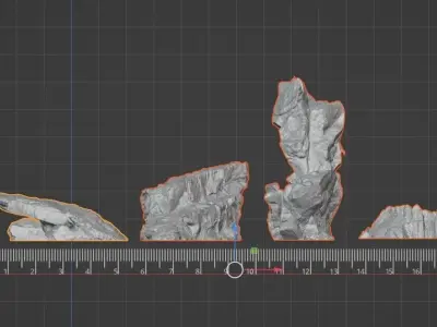 Set of 10 Natural Rocks for Miniatures 3D print model