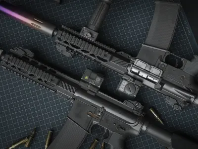 AR15 Pack - x9 Attachments Included  Low-poly 3D model