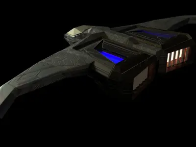 Low poly scifi super sonic spacecraft Low-poly 3D model