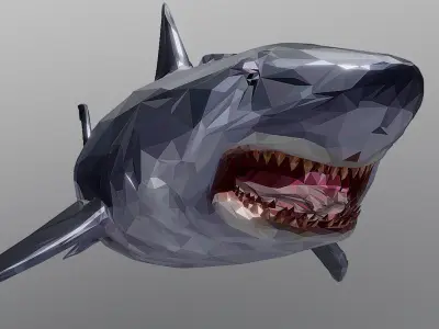 Dark Shark Low Polygon Art Ocean Fish Low-poly 3D model