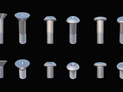 35 Bolts and nuts Low-poly 3D model