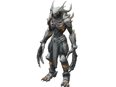 scifi feral monstrum cyborg warrior with bone armor and claws... 3D model