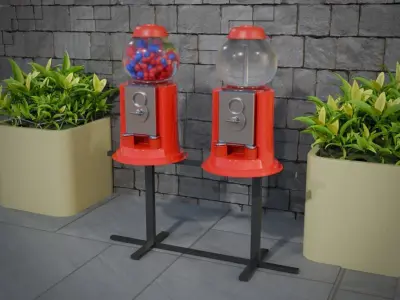 Coin Bubblegum Vending Machine Combo Free 3D model
