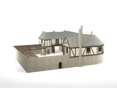 Medieval Inn The Blue Rabbit Free low-poly 3D model