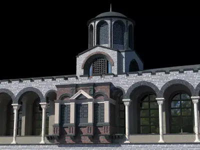 boukoleon building with arches and windows Low-poly 3D model