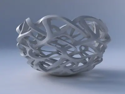 Bowl cylindrical with interlacing sharp edged lattice squeezed 2 3D model