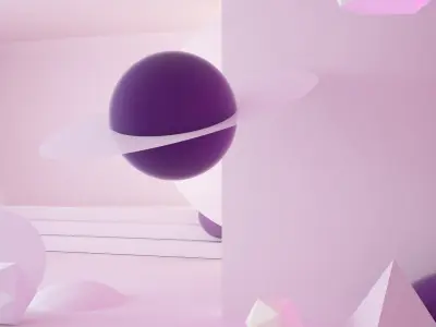 Abstract scene with planets universe 3D model