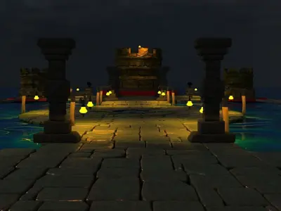 3D Game Environment Low-poly 3D model