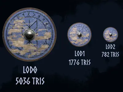 Viking shield 6 - War-Torn Low-poly 3D model