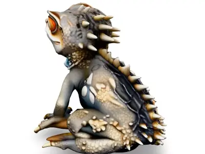 Stylized Mountain Horned Dragon Lizard Low-poly 3D model