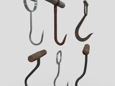 Meat Hook Pack Low-poly 3D model