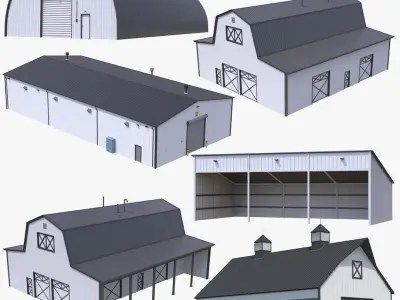 6 PBR Farm Buildings Collection 3D model