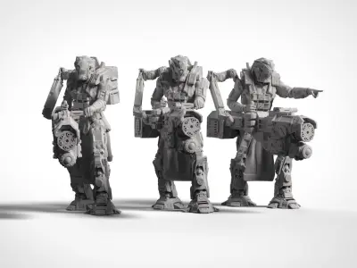Battle Armor Chaingun minigun Infantry Squad 3D print model