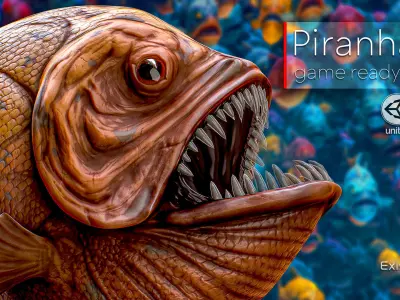 The Piranha Fish - Ocean predator - Pirana 3d model - 10 Low-poly 3D model