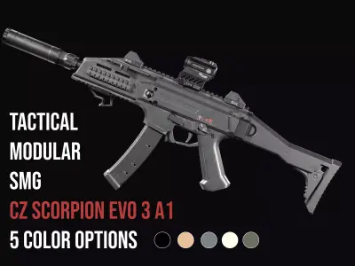 Tactical Modular SMG CZ Scorpion EVO 3 A1 Low-poly 3D model