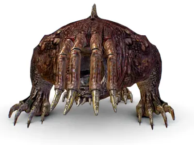 Low Poly Monster Big Tusks Huge Mouth Low-poly 3D model