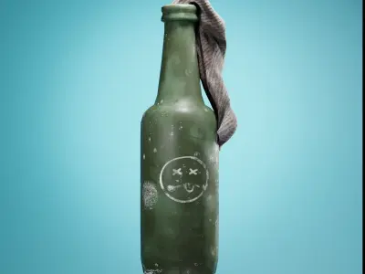 Molotov cocktail Low-poly 3D model