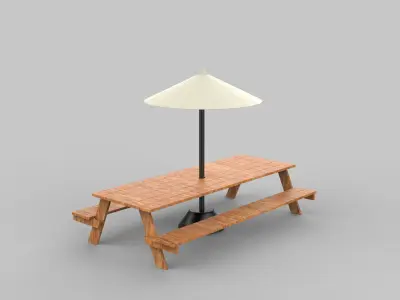 Picnic Table 3D model 5