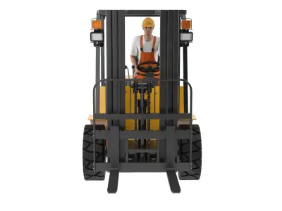Forklift with Driver 3D model