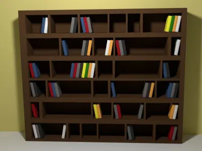 Bookshelf and books Free low-poly 3D model