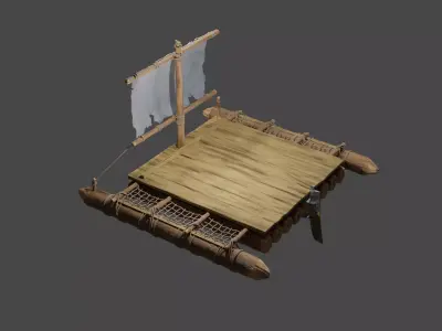 Wooden Raft --- MADE IN BLENDER FOR CYCLES Free 3D model