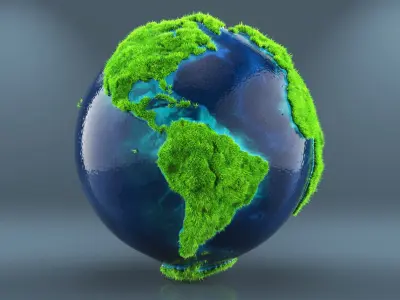 Eco Globe Planet Model Fur 3D model