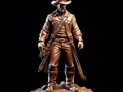Realistic Wild West Cowboy Figure Low-poly 3D model