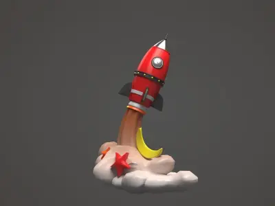 Cartoon Rocket Ship 3D model